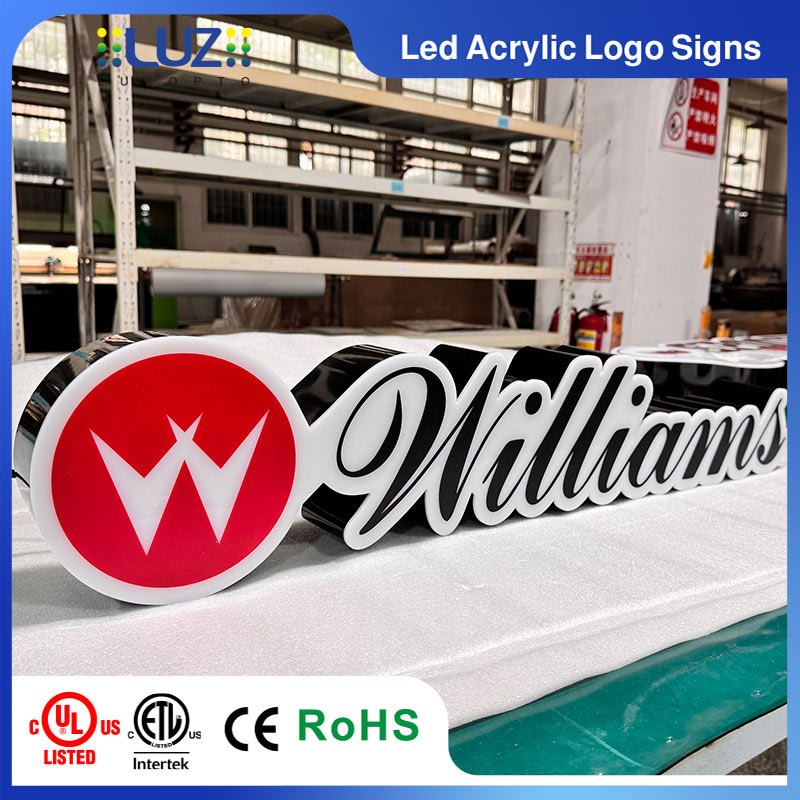 Side profile of wall mounted LED lightbox showing frame depth and power cable