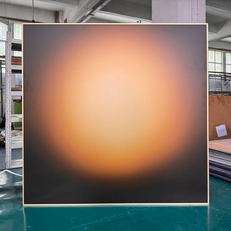 Amber Sol Gradient LED Wall Art Panel Espresso Gold Border OFF State