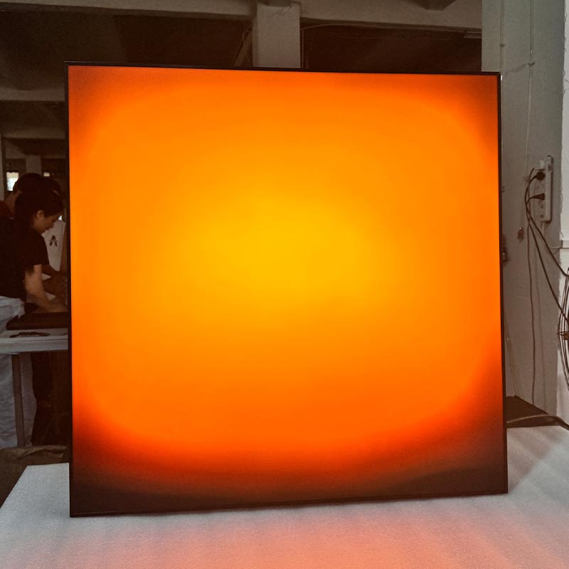 Obsidian Solar Illuminated Art Panel Illuminated ON Deep Crimson Halo Glow